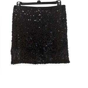 Black Sequin Mini Skirt (Size M)